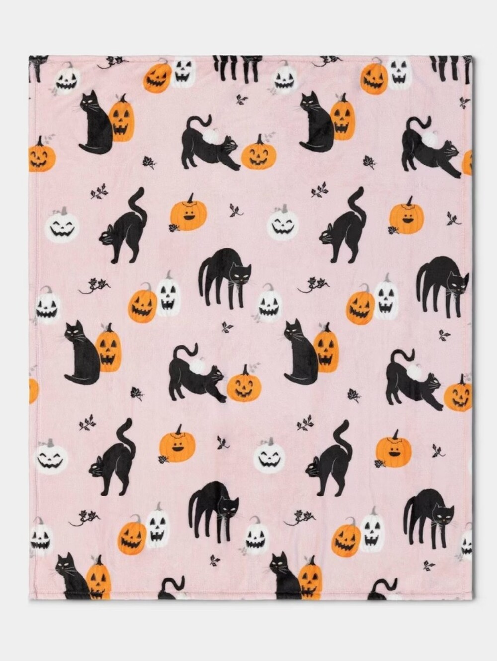 Hyde and EEK! Halloween Cats and Pumpkins Throw Blanket Pink 60x50
